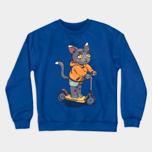 cat on a scooter Crewneck Sweatshirt